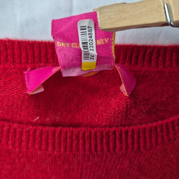 Catherines Sweater Womens M Red 100% Cashmere Knit Pullover Long Sleeve Heart - Picture 5 of 6